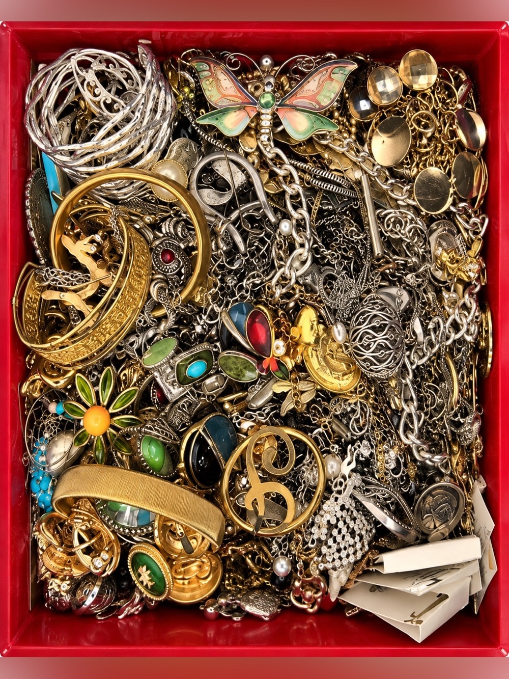3 LB tangles & tangles of chains chains & more, unsearched gold & silver